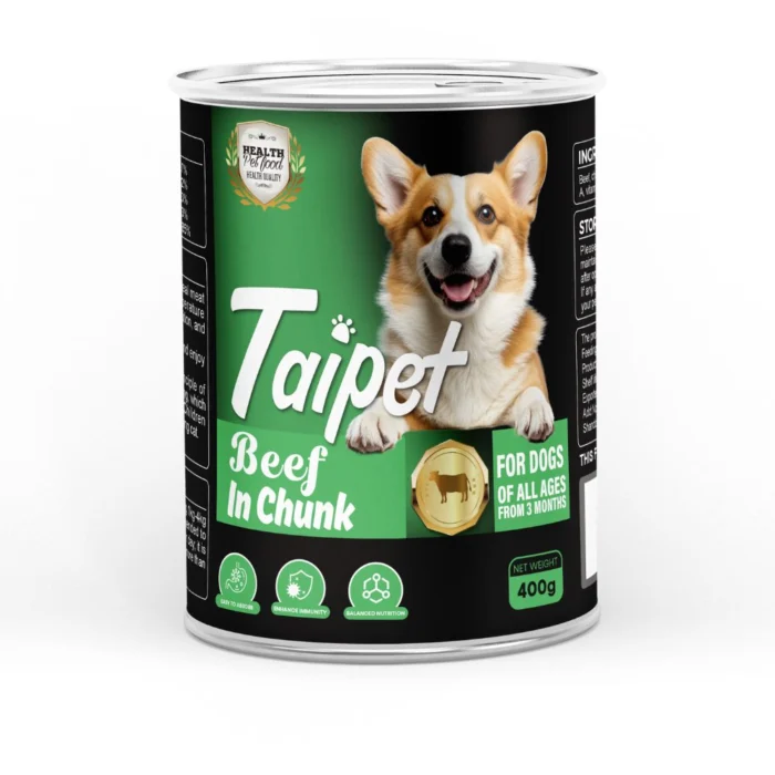 Taipet Dog Canned Wet Food Beef in Chunk 400g - Image 1