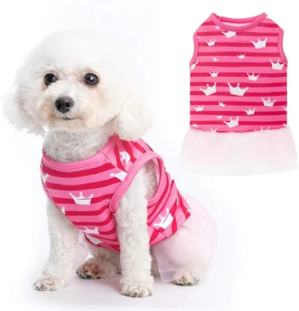 Pets Club Crown Printed Dog Dress Summer Pet Cloth